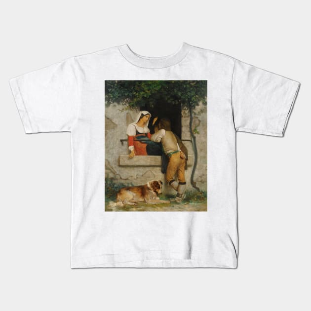 Italian Lovers by William-Adolphe Bouguereau Kids T-Shirt by Classic Art Stall